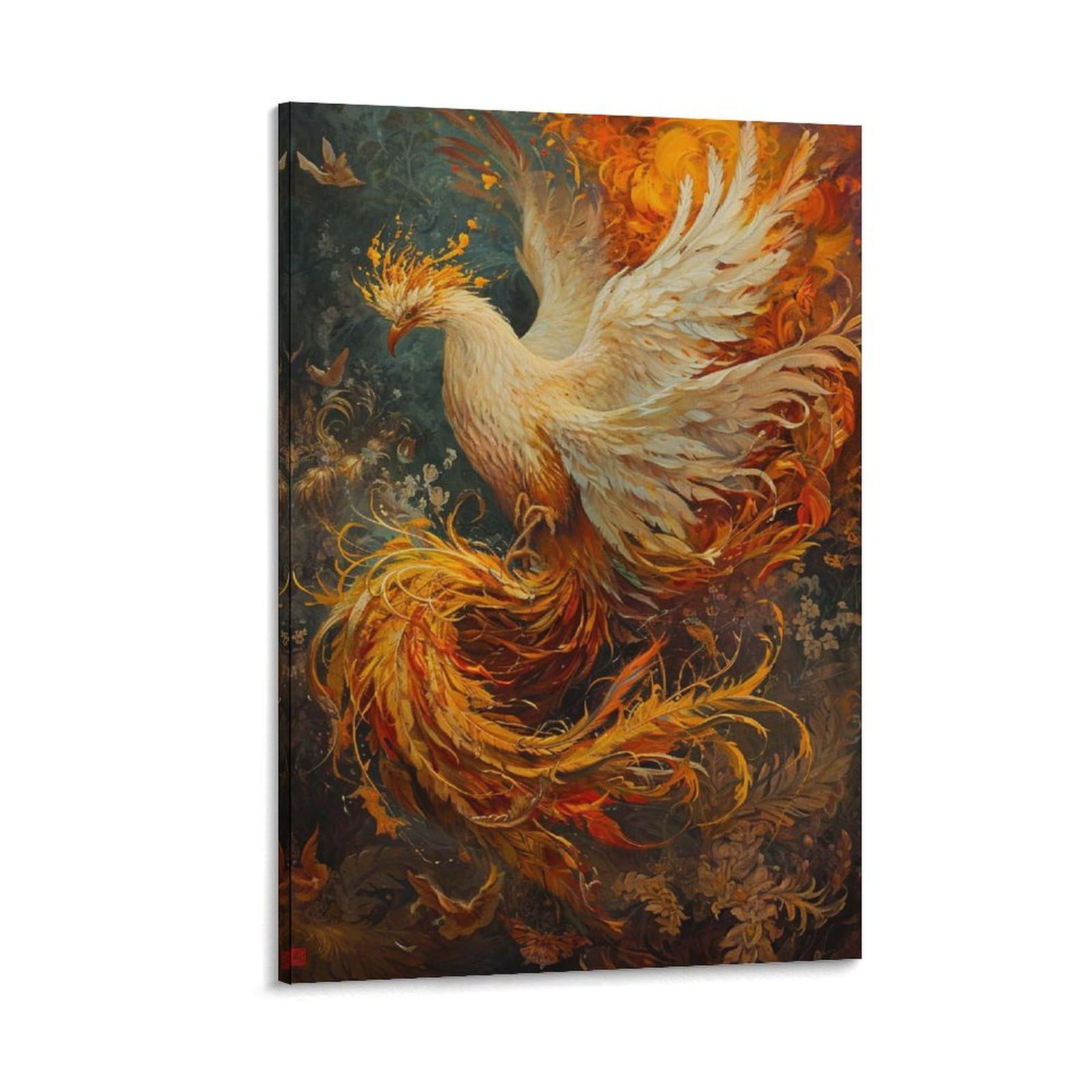 Amazon.co.jp: 絵画 豪華な金色の鳳凰 アートパネル ポスター